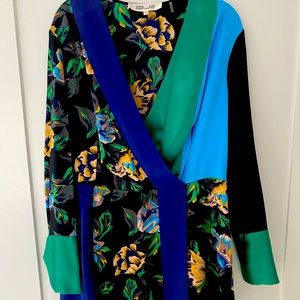 DVF silk mini dress - color block